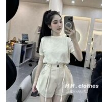 SET ÁO REN LƯỚI TAY NGẮN CÓ LÓT KÈM QUẦN SHORT LƯNG CAO HÀNG TK