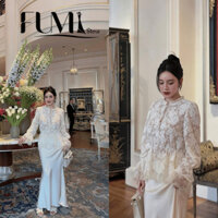Set Áo Ren Lưới Tiểu Thư Phối Chân Váy Lụa FUMI