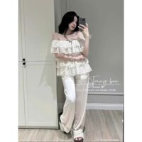 SÉT ÁO REN PHỐI QUẦN SATIN PHA LỤA