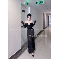 Sét áo ren trễ vai đính hoa ngực phối chân váy dáng dài siêu đẹp sang chảnh