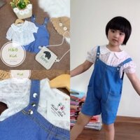 Sét áo ren yếm bò sang chảnh cho bé dưới 106cm