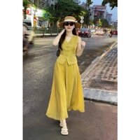 Set áo sát nách chất linen kèm chân váy