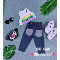 Set áo sát nách kèm quần bò co giản sành điệu cho bé