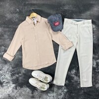 SET Áo Sơ Mi Bee + Quần Âu Trắng Kem dáng đẹp phong cách