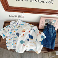 SET ÁO SƠ MI CÁ/  BẠCH TUỘT + QUẦN SỌT JEAN BÉ TRAI( 9-28KG)