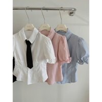 Set Áo Sơ Mi Cà Vạt Kèm Chân Váy 2 Tầng quần bảo hộ Phong Cách trẻ teen.