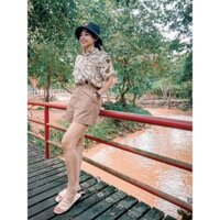Set áo sơ mi cánh dơi + quần kaki lửng