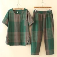 Set Áo Sơ Mi Caro + Quần Dài Thời Trang Nữ