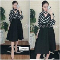 SET ÁO SƠ MI CHẤM BI + CHÂN VÂY