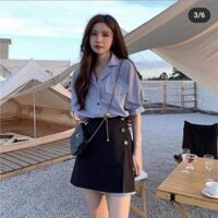 Set áo sơ mi chân váy ngắn chữ A