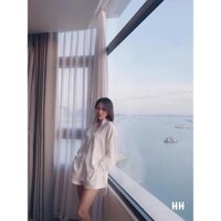 SET áo sơ mi cổ tàu kèm quần sooc