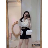 SÉT ÁO SƠ MI CỔ VEST MIX QUẦN GIẢ VÁY KÈM ĐAI