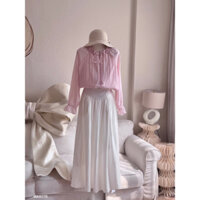 Set Áo Sơ Mi Đính Hoa Kèm Chân Váy Cao Cấp - M580