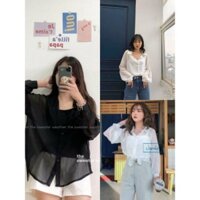 Set Áo Sơ Mi Giấy 🦋 Bộ áo sơ mi kèm áo trong 2 màu SO HOT 🦋
