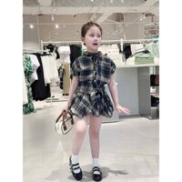 Sét áo sơ mi kẻ sọc kèm quần bí Ngô cho bé gái