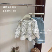 set áo sơ mi kèm quần jean suông