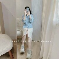 Set áo sơ mi mix chân váy chất liệu kaki xinh đẹp phù hơp đi làm đi chơi HT014