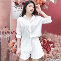 Set áo sơ mi nữ quần đùi đi biển mùa hè - Set đi biển nữ đẹp - mát - nhẹ đẹp