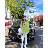Set áo sơ mi nữ tay bồng màu xanh lá mix quần kaki trắng ống rộng/ Bộ quần áo nữ form thụng ulzzang mặc đi học, đi làmT5