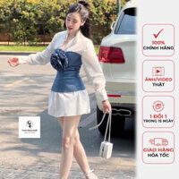 set áo sơ mi ống jean hoa  - CAROTSHOP