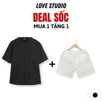 Set Áo Sơ mi quần đũi nam  LoveStudio, Set cổ đức cao cấp, Set áo sơ mi đũi cổ tàu, Quần đũi co dãn 4 chiều [SET04]