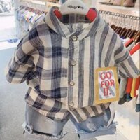 Set áo sơ mi quần jean cho bé trai