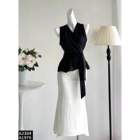 Set áo sơ mi sát nách phối chân váy đuôi cá A2384 - A1976