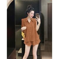 SET ÁO SƠ MI SÁT NÁCH PHỐI NÚT+ QUẦN SHORT