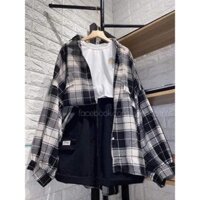 Sét áo sơ mi tay bồng 2 món kèm áo croptop hoa cúc. Áo sơ mi + áo croptop hoa cúc