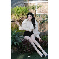 Sét áo sơ mi tơ bèo khâu đá + quần đùi kim sa bling hang thiết kế H