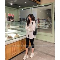 SET ÁO SƠ MI TRẮNG TÀ BẦU KÈM LEGGING LỬNG ĐEN