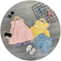 Sét áo sô tay cánh tiên phối quần hoa nhí