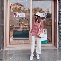 Set áo sọc và quần ống suông