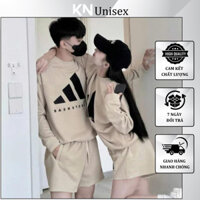 Set Áo Sweter Phối Quần Short Thể Thao Nam Nữ❤ Bộ Đôi Quần Áo Nỉ Dass 3 Bậc Thang KN565