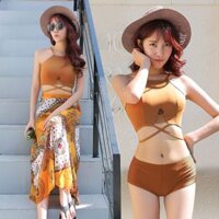 Set áo tắm 3 chi tiết, bikini 2 mảnh kèm khăn choàng, đồ đi biển, áo tắm nữ