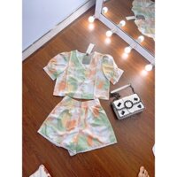 set áo tay bồng quần đùi