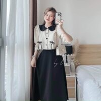 Set áo tay dài cài nút và chân váy xòe Gu Fashion