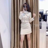 Set áo tay dài cổ nơ + chân váy  siêu sang chảnh ,chất bố cao cấp,mịn đẹp ,thoáng mát ,fom em bao đẹp nha khách ,siêu ..