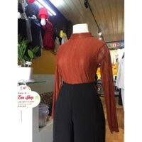 Set áo tay dài kim tuyến nhũ + quần tây ống rộng