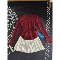 set áo tay dài và váy len ngắn xoè xinh sale mẫu