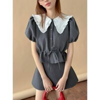 Set áo tay phồng cổ bèo + Chân váy dáng A  LISA STOREE