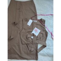 Set áo thắt dây eo và chân váy midi ulzzang dáng dài new tag