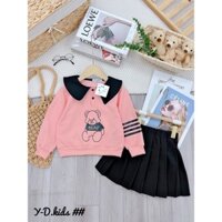 set áo thu đông+ chân váy bé gái