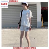 Set áo thun 3158 quần short đùi nam nữ hình in YN thể thao cá tính, bộ đồ thun ngắn tay nữ siêu đẹp