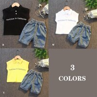 Set Áo Thun Ba Lỗ+Quần Short Jeans Cho Bé Trai