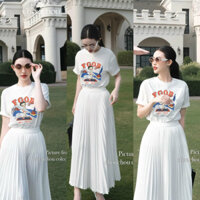 set áo thun chân váy xếp ly - đi dạo phố, sinh nhật, đám cưới