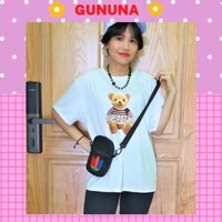 Set áo thun chữ form rộng kèm quần legging ngố nữ đen GUNUNA set áo phông nữ quần legging