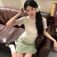 Set Áo Thun Cotton Nữ Ngắn Tay Kèm Áo Hai Dây Với Chân Váy Hoa Bán Chạy Mùa Hè - Hàng Order
