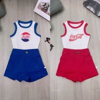 Set Áo Thun Croptop Phối Quần Short Kaki