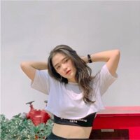 set Áo thun croptop trắng + áo ba lỗ đen (ảnh thật)